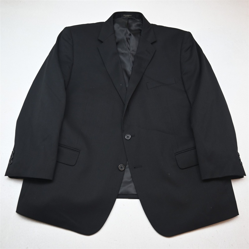 Einsenberg 44L Black 100% Wool Mens Blazer Suit Jacket Sport Coat